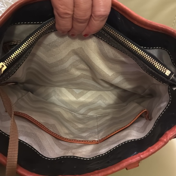 Dooney and Burke textured leather purses, two tone black and brown. - Picture 6 of 6